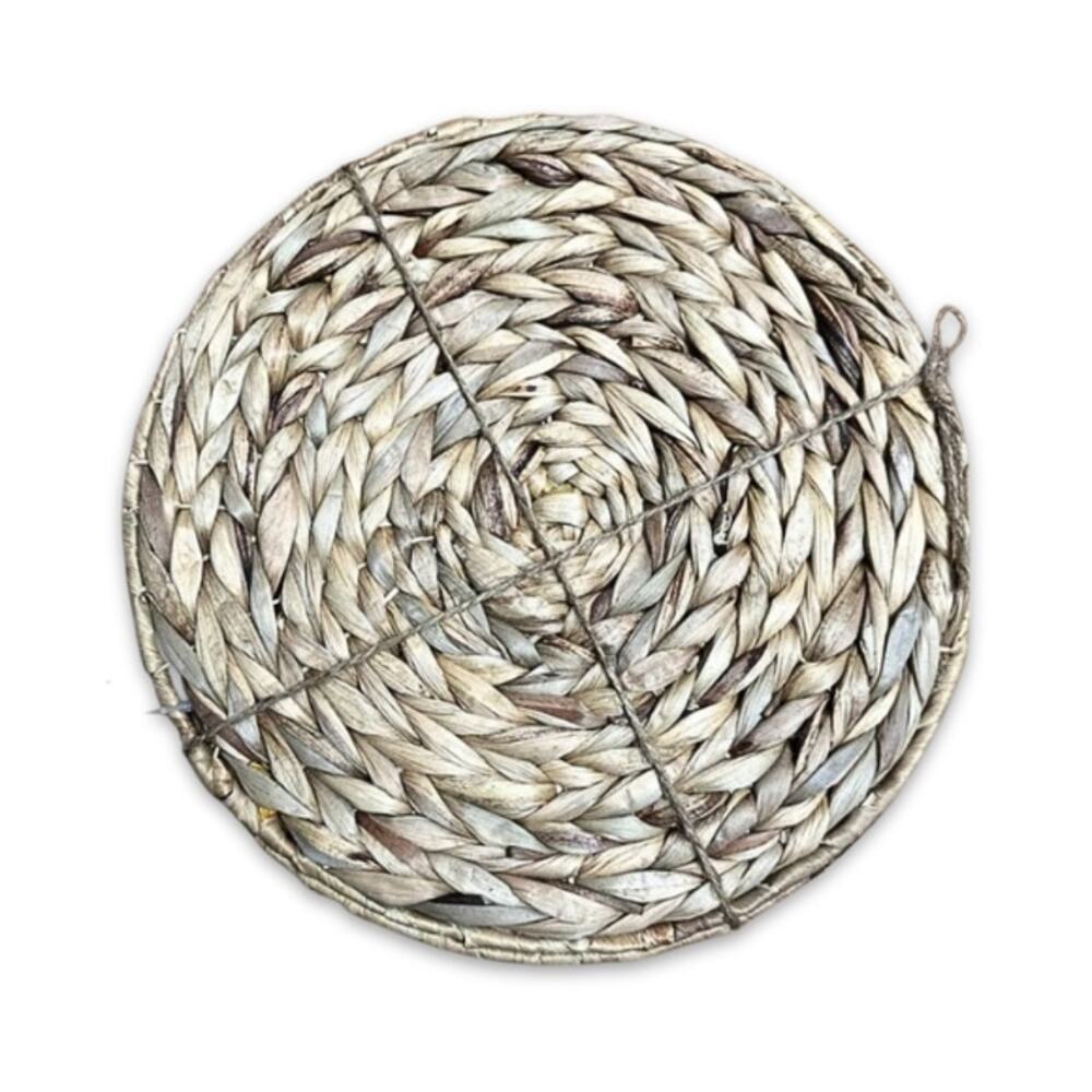 Natural Handmade Set of 2 Placemats Braided Woven Hand Wash Round Beige/Tan 11"
